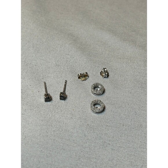 Sterling Silver and Rhinestone Earrings - Picture 5 of 5